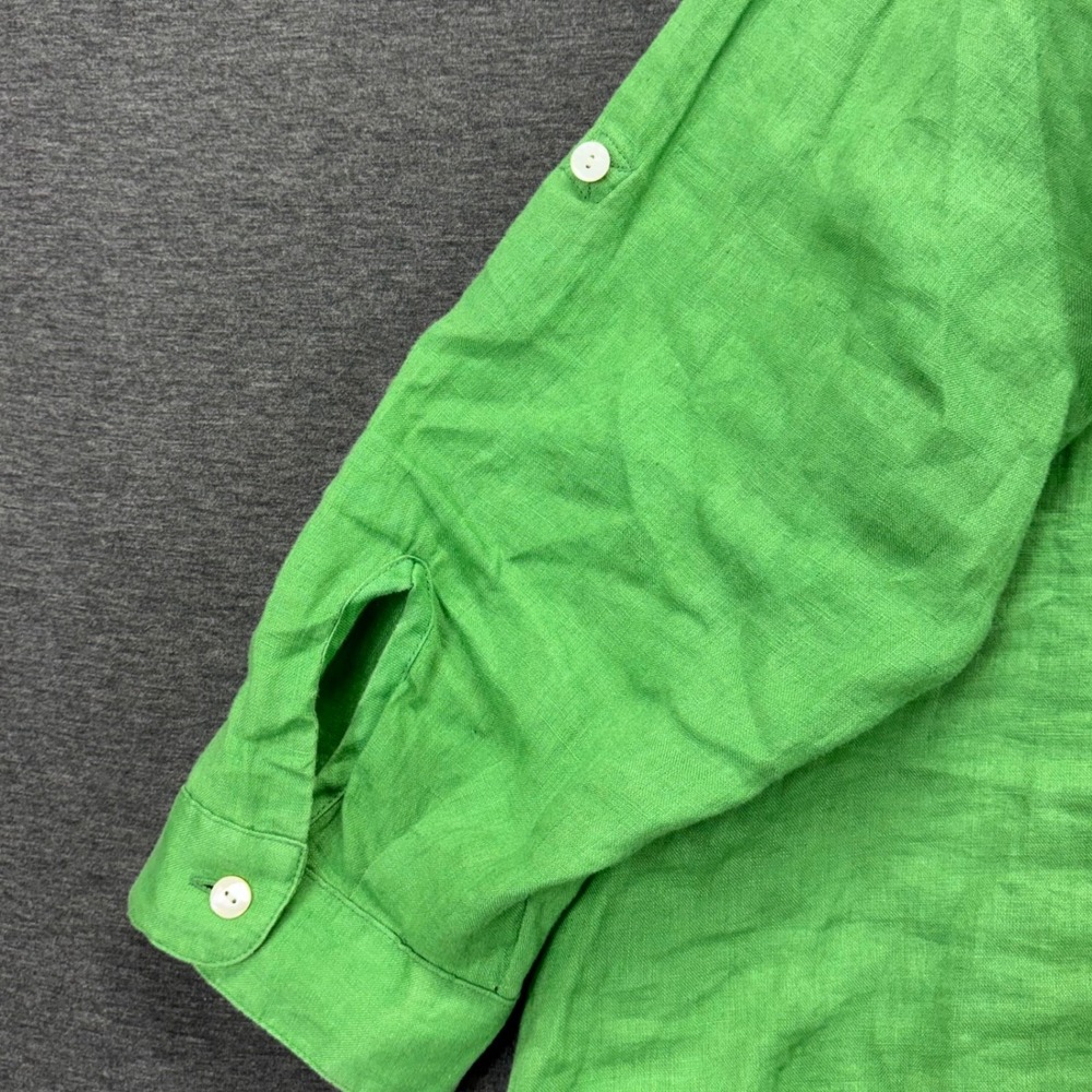 J Jill Shirt Womens 3X Linen Button Up  Relaxed Roll Tab Sleeve Green Coastal - Picture 7 of 11